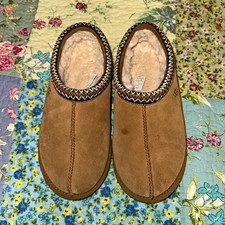 UGG Tasman Brown Suede Sheepskin Lined Slip-On Slippers Womens US 8 Rubber