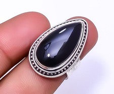 Black Onyx 925 Sterling Silver Handmade Ring S.6 R926811614, Christmas Gift