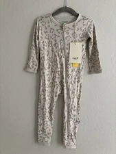 Kyte Baby Zippered Romper  Bamboo Oat Leopard 2T Gender Nuetral NWT