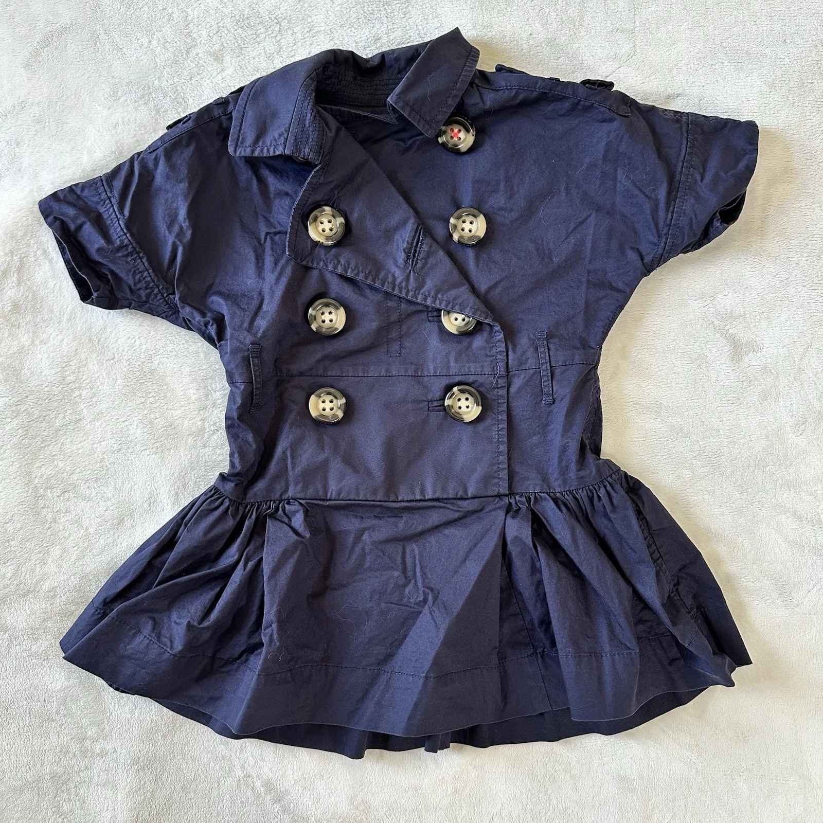 Autentico abito blu navy con cintura BURBERRY 3T bambino bambino senza cintura