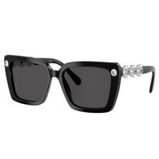 Swarovski SK 6032 100187 Black Plastic Square Sunglasses Grey Lens