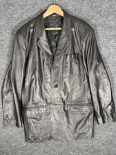 Jones New York City Leather Blazer Men 42R Black Genuine Leather Jacket