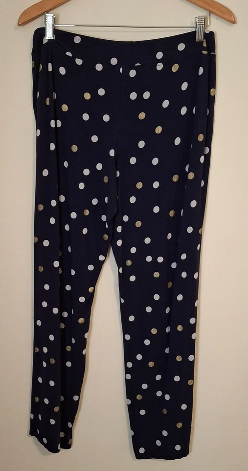 Pantalones de salón medianos Soma Intimates azul marino a lunares bolsillos elásticos en la cintura Foto 2 de 4