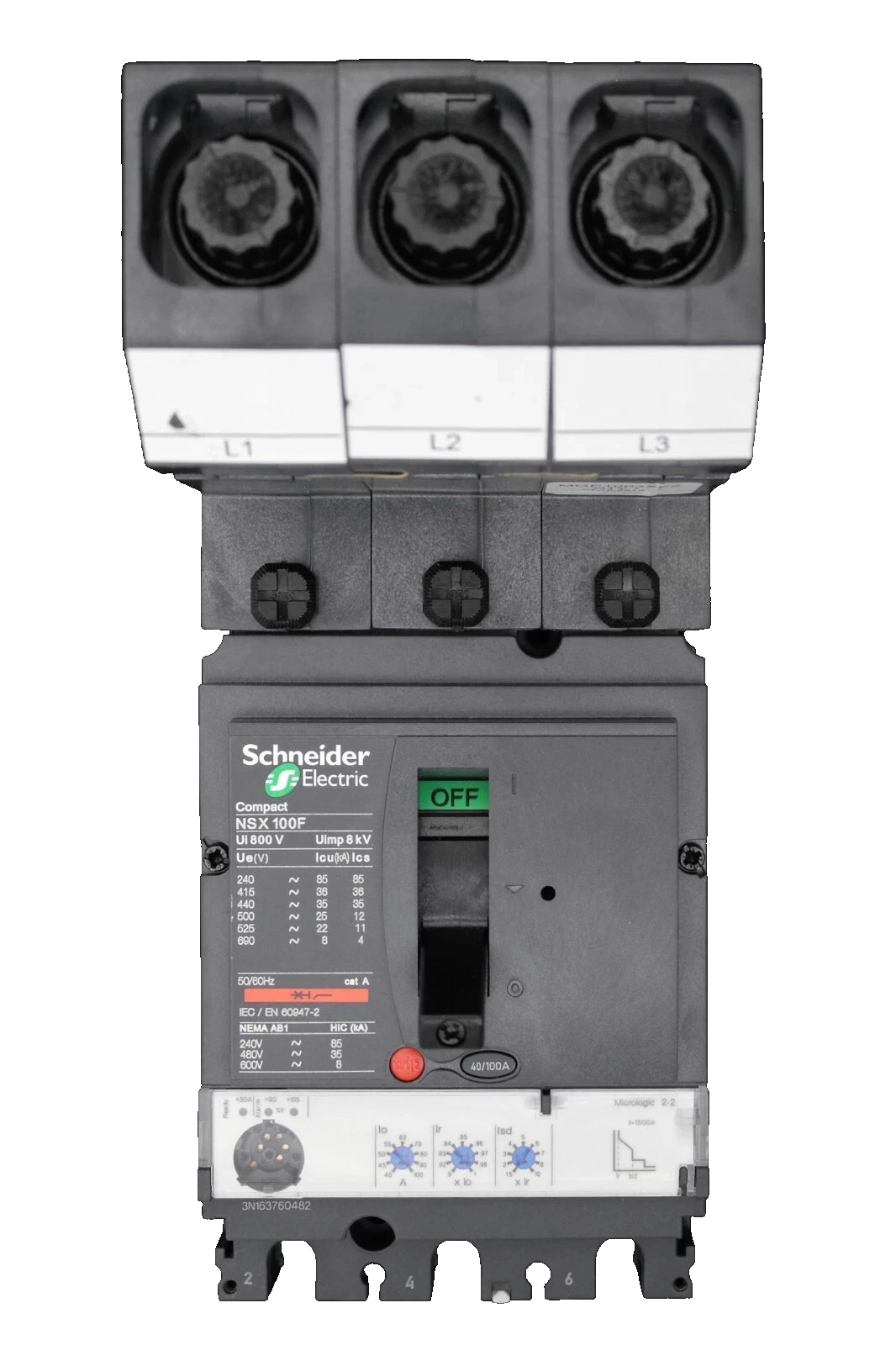 Schneider MGP1003XE2 PowerPact 4 100 Amp 100a MCCB Triple Pole 3P Compact NSX