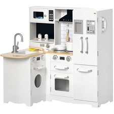 Large Play Kitchen Set W/ Full Set of Appliances Corner Kitchen Pretend Play Toy