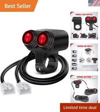 Waterproof Motorcycle Handlebar Switch - Dual Push Button for 12V Lighting