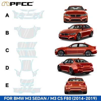 For BMW M3 Sedan CS F80 2014-2019 Full Car Precut Paint Protection Film PPF TPU
