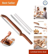 Ergonomic Bow Bread Knife - 10.6" Stainless Steel Blade with Sapele Wood Handle