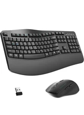 Wireless Keyboard and Mouse Combo 2.4G – Full-Size Ergonomic Silent Keys with US