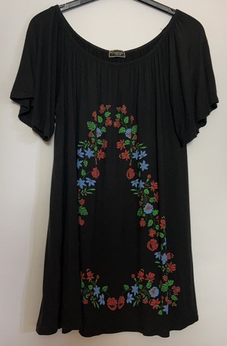 Originals schwarzes geblümtes Bardot T-Shirt Kleid Gr. L