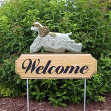 Cocker Spaniel Wood Welcome Outdoor Sign Brown Parti