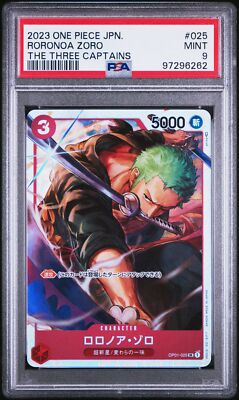 PSA 9 MINT JAPANESE ONE PIECE 2023 Roronoa Zoro OP01-025 The Three
