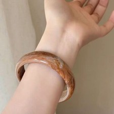 Marble Pattern Resin Bracelet Multicolor Round Acrylic Bangle Jewelry for Women