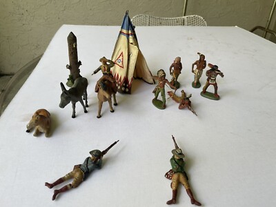 Figurine Ancienne ELASTOLIN En Composition - Thème Far West (Indien) - Objet De Collection Occasion