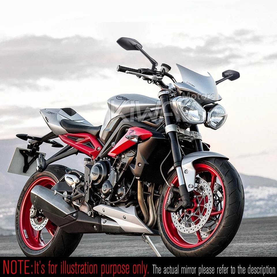 KiWAV Black Mirrors Medusa Aluminum 10mm for Suzuki GT380 V-Strom DL650 DL1000 - Image 3 of 4