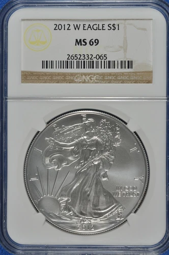 2012 W Burnished $1 Silver Eagle NGC MS 69 (Brown Label)