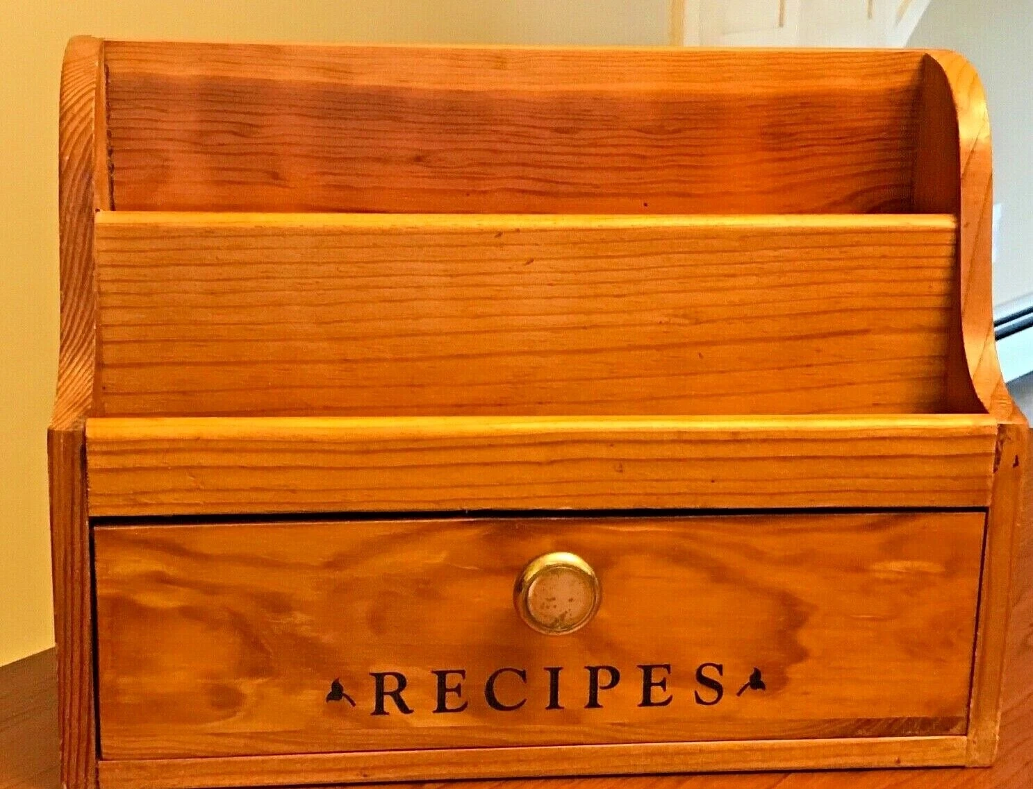 Vintage Wood Spice Rack And Recipe File Countertop Mid Century Mexico 13.5x10x5