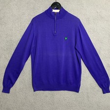 Lyle  Scott Purple Mens Sweater Sz Medium M Golf 1/4 Zip Sweater Pullover