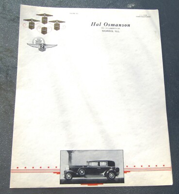 1920s Hal Osmanson Nash Cadillac LaSalle Dealership Letterhead Morris Illinois