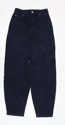 Marks and Spencer Damen Blau Baumwollmischung Gerade Jeans Größe 6 L28,5 in Regula