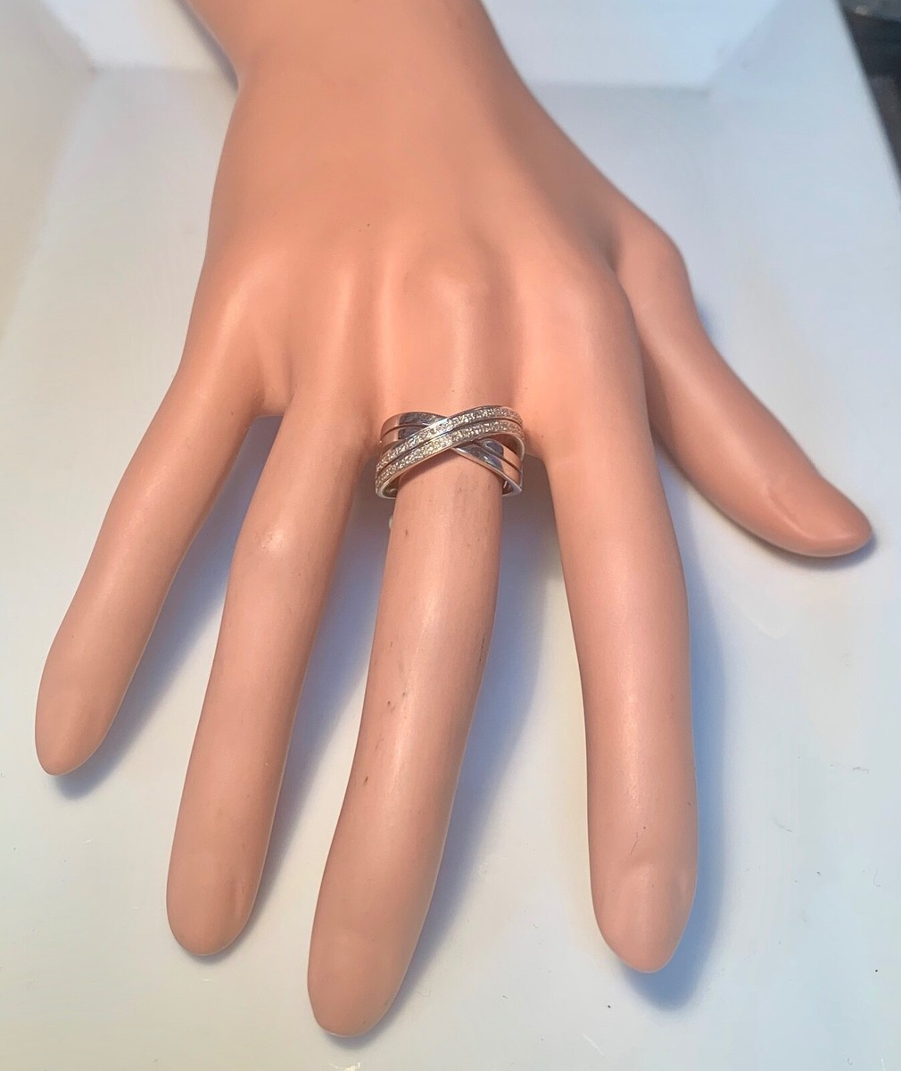 Bague Or Blanc 18 Carats Avec Diamants 0.38 Carat - Taille 54, 7,30 G, Occasion Très Bon état