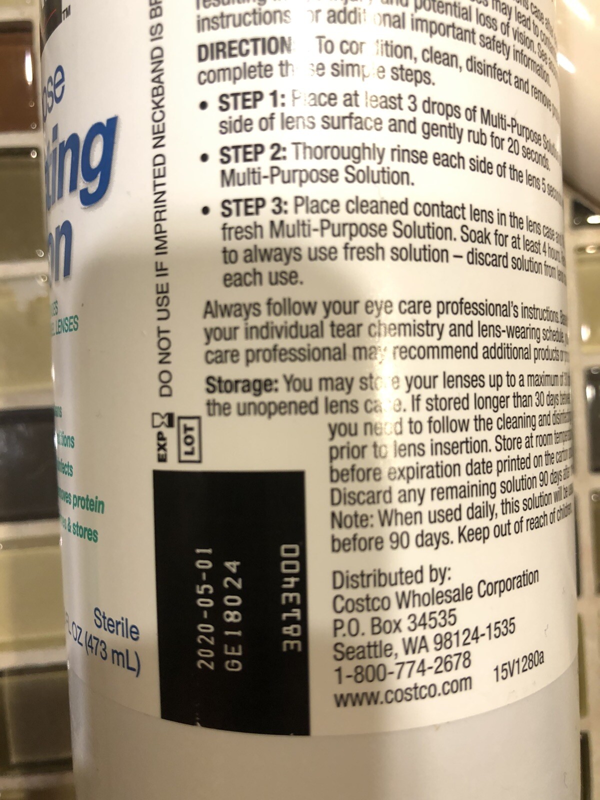 Kirkland Multi-Purpose Disinfecting Solution for Soft Contact Lens, 16 FL OZ