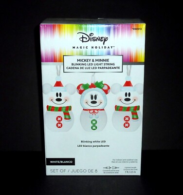 (1) Disney Magic Holiday Mickey & Minnie Blinking LED  Light String  New In Box