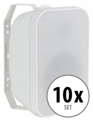 10x Set Outdoor Garten Lautsprecher Terrasse Aussen Wand IP56 60W ELA 100V Weiß