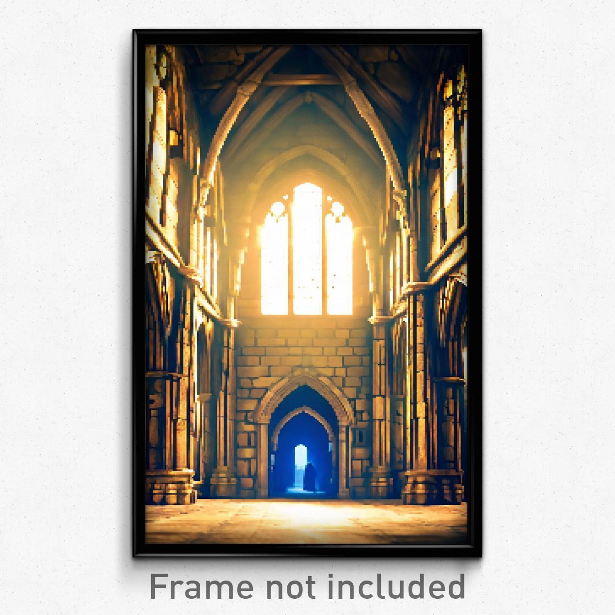 Trippy 8-Bit Pixel Art Poster - Bold Priory Video Game Print