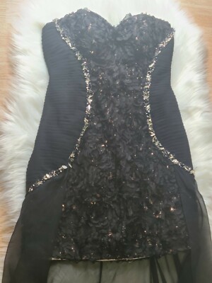 disney forever enchanted prom dresses Disney Forever Enchanted Prom Dress Black /Pink Short Rhinestone/ Train  Size 8