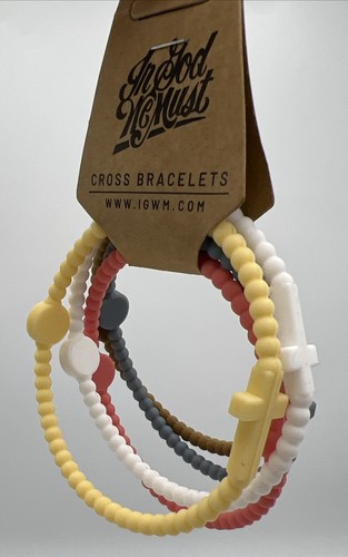 In God We Must Cross Bracelet Religious Silicone 5 Pack Stretchy Small Bracelet - Picture 6 of 7