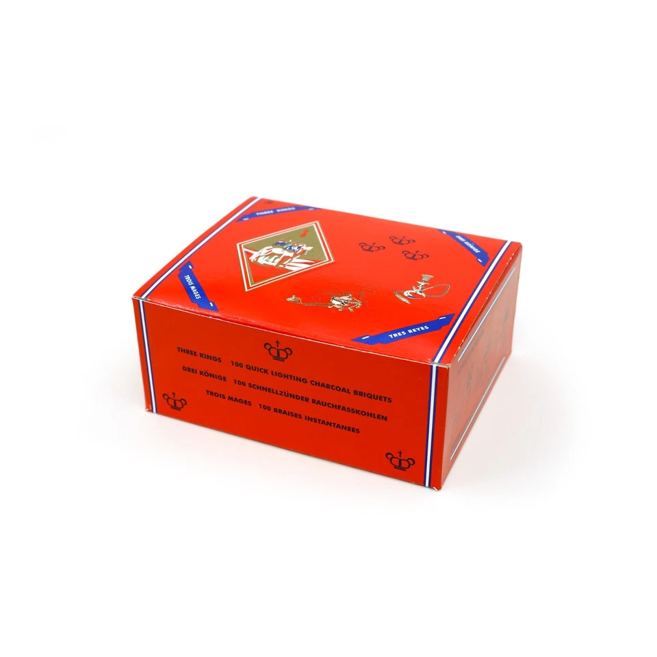 Caja de carbón Three Kings - 10 rollos (10 briquetas cada uno) Foto 2 de 4