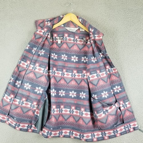 Haband Aztec Motif Fleece Zip Jacket Small Pink Blue Gray Geometric Tribal - Picture 6 of 8