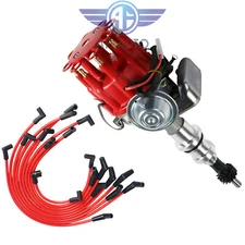 Red Cap HEI Distributor and 10.5mm Spark Plug Wires Fit Small Block Ford 289-302