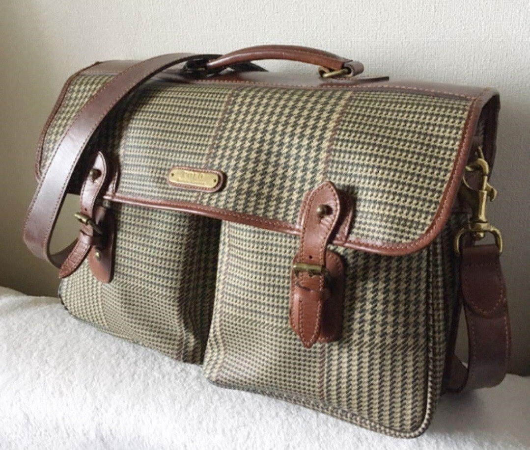 Polo Ralph Lauren Men's Business Shoulder Bag PVC Leather Brown