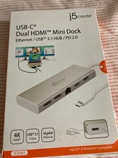 New Mini Dock from j5create, USB-C, Dual HDMI, Ethernet, USB 3.1, in Box