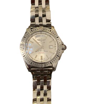 Breitling Galactic 44mm Stainless White Dial Date Watch A45320 Authentic  Grnty