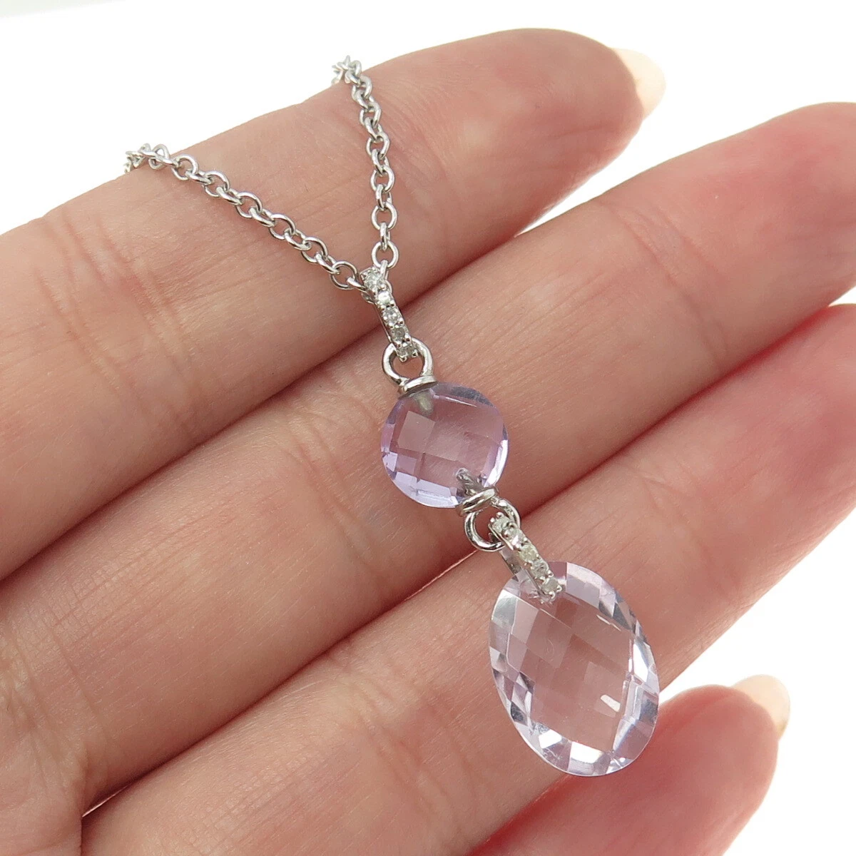 Diamond Not Enhanced Amethyst Fine Necklaces & Pendants for sale