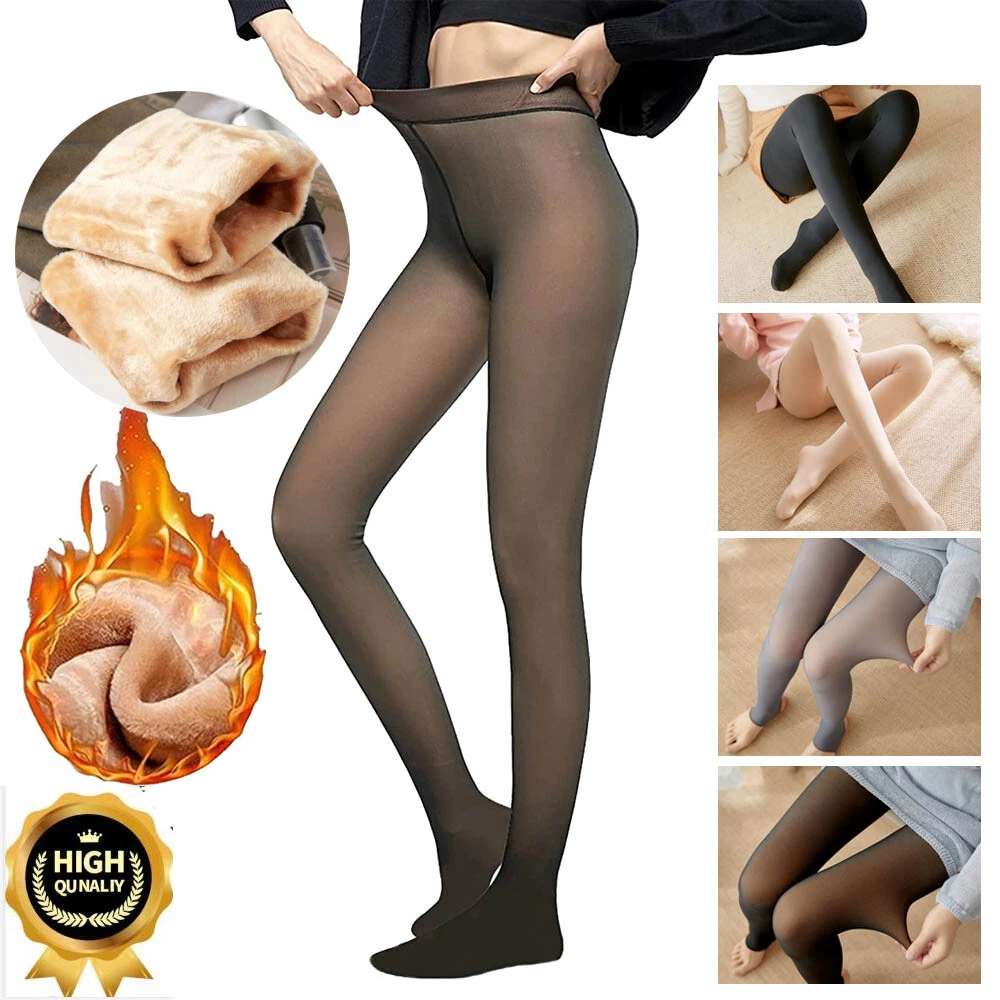 Fleece Lined Women's Winter Tights Fake Translucent High Waist Warm  Leggings Thick Thermal Pantyhose Stockings Tights