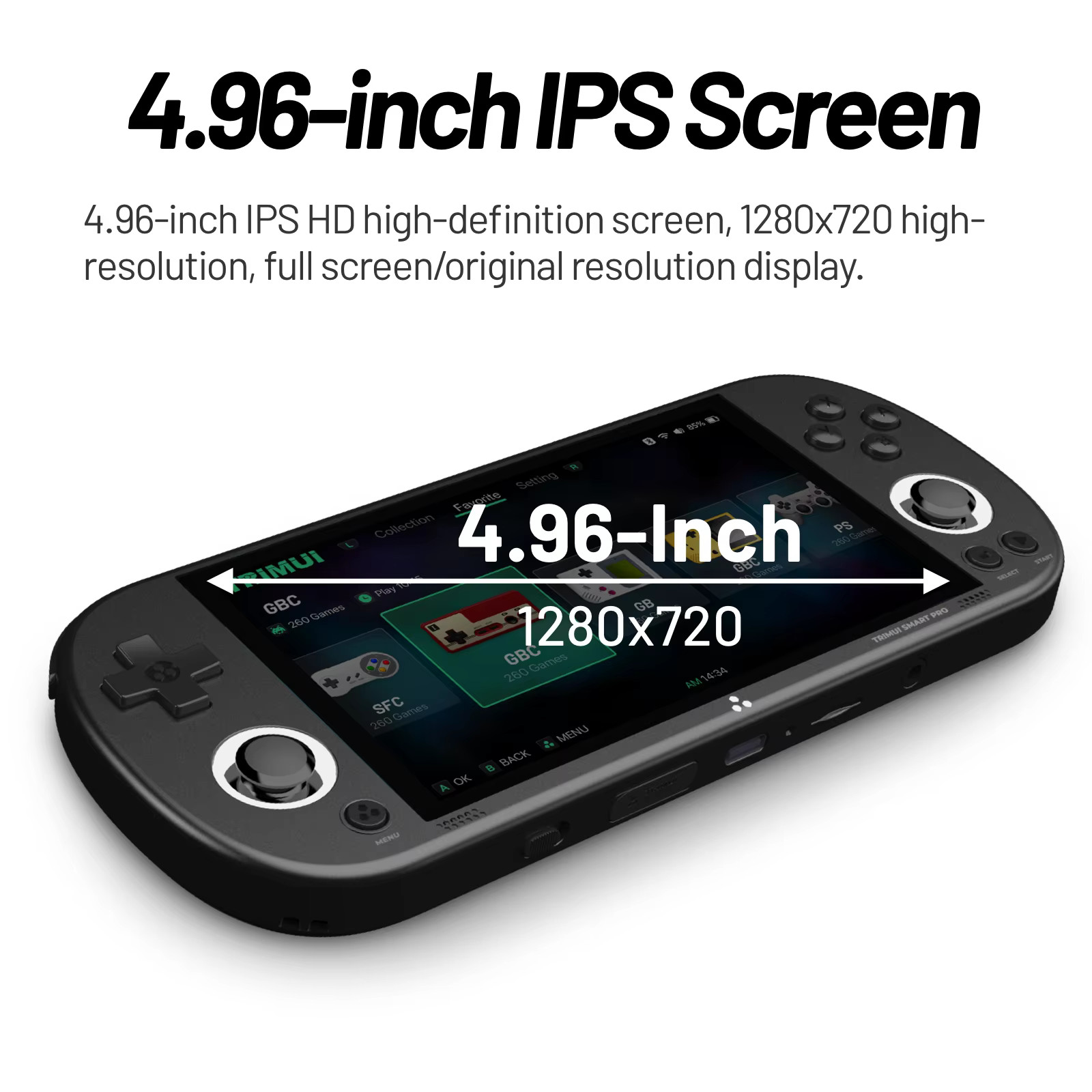 Console de jeu portable Smart Pro pour vos trajets, écran IPS 4.96 pouces Linux - 3