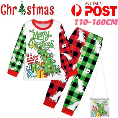 Christmas Long Sleeve Outfit Set Clothes T-Shirt Nightwear Pajamas Kid Sleepwear