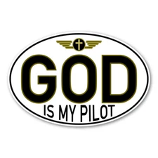 God Is My Pilot Oval Magnet