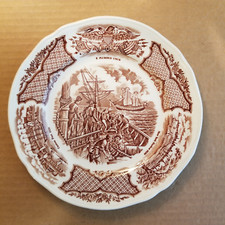 VTG Fair Winds Brown 7"  Plate, Alfred Meakin England USS Consitution Engages...