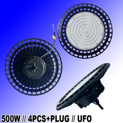 LED Bay Light 500W+PLUG Factory Warehouse Commercial Light Fixtures 4Pc 6500K