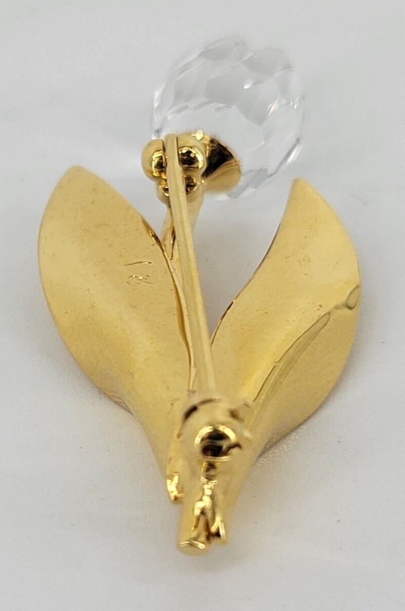 p　　スワロフスキー Swarovski Crystal and Gold Floral Pin Ships Free (34280) | eBay