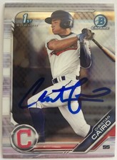 Christian Cairo Cleveland Indians Signed 2019 Bowman Draft Chrome BDC-195 COA