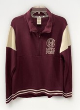 Victoria Secret PINK Womens Maroon 1/4 Zip Jacket Size Medium Fleece Pullover