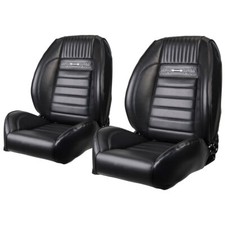 Tmi Front Bucket Seat Sport Ii Pro-series Low Back Pony Black Pair Mustang 19...