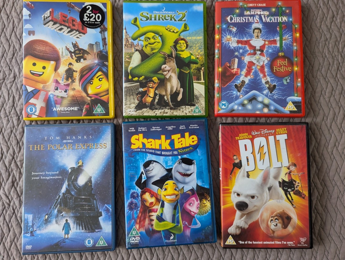 DVD Kids movies Bundle: Shrek 2, Lego, Bolt, Shark Tale, Polar
