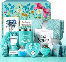 Birthday Gifts for Women, Thinking of You Gift Care Package with Luxury Flannel